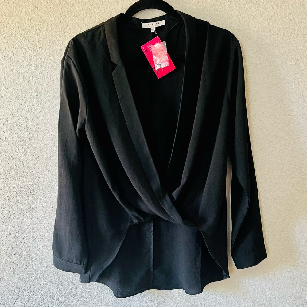 NWT Small Black Twisted Tie Top